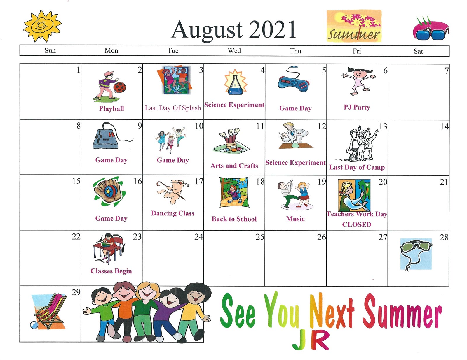 Junior Summer Camp Calendar - My First Years Preschool